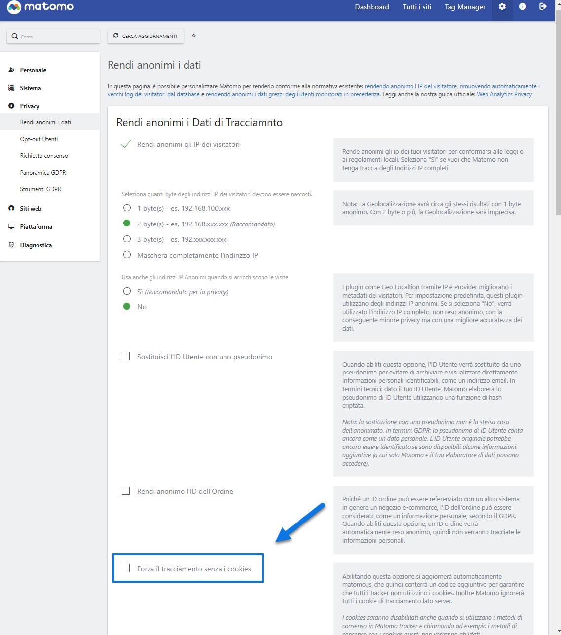 TRACCIAMENTO SENZA RICHIESTA DI CONSENSO Manuale Siti Ecommerce